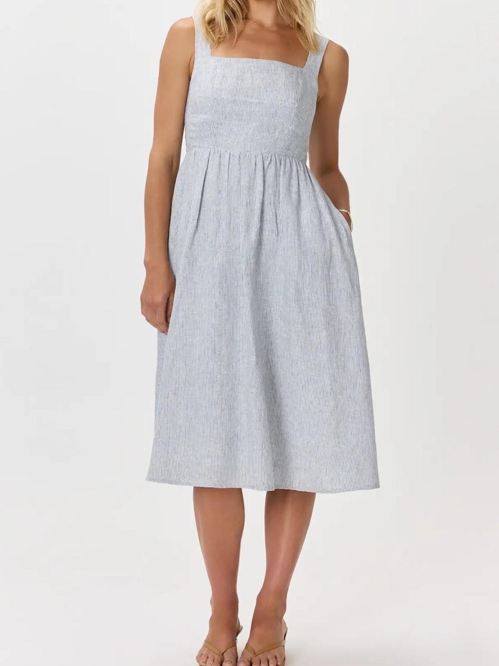 Quince 100% European Linen Fit & Flare Midi Dress